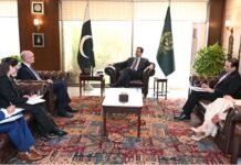 Chairman Senate Syed Yousuf Raza Gilani Meets with Australian High Commissioner Timothy Kane at Parliament House Islamabad.
